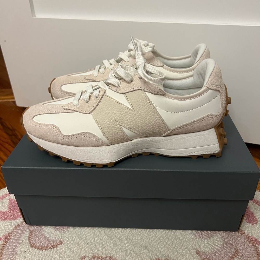 New Balance Women's Cream and Tan Sneakers